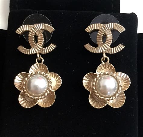 chanel earrings cc with pearl|vintage chanel pearl drop earrings.